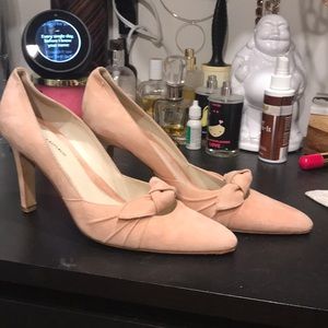 Blush suede shoes heels